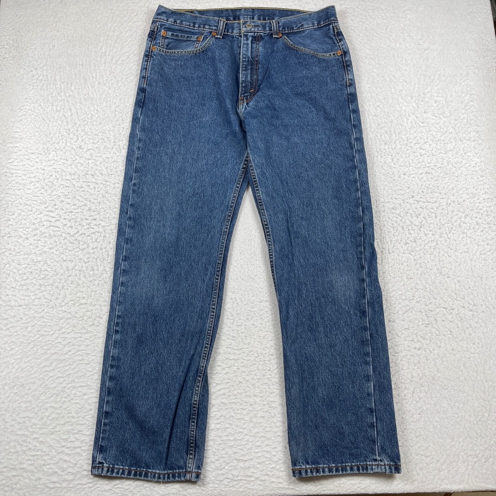 Levis 505 Regular Fit Jeans Mens 36x32 (Fit‎ 34x30) Blue Straight Leg Denim